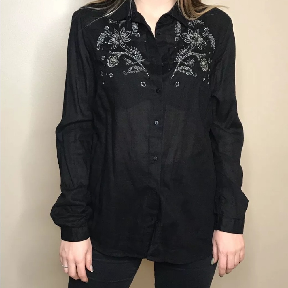 Stradivarius 🌻 Cotton 👓 Shirt Beads Embroidery